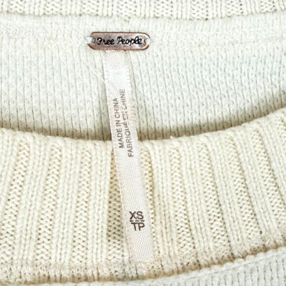 Free People Fairground Thermal Folk Boho Cream Long Bell Statement Sleeve Top XS - Picture 6 of 10